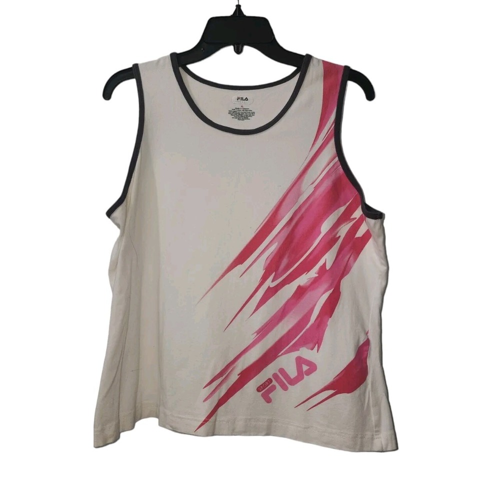 Fila Sport Tank Top Sleeveless Athletic Activewear Pink Accents XL